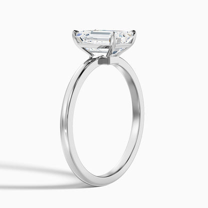 Aiyla 1 Carat Emerald Cut Low Profile Solitaire Lab Grown Diamond Ring in 10k Rose Gold
