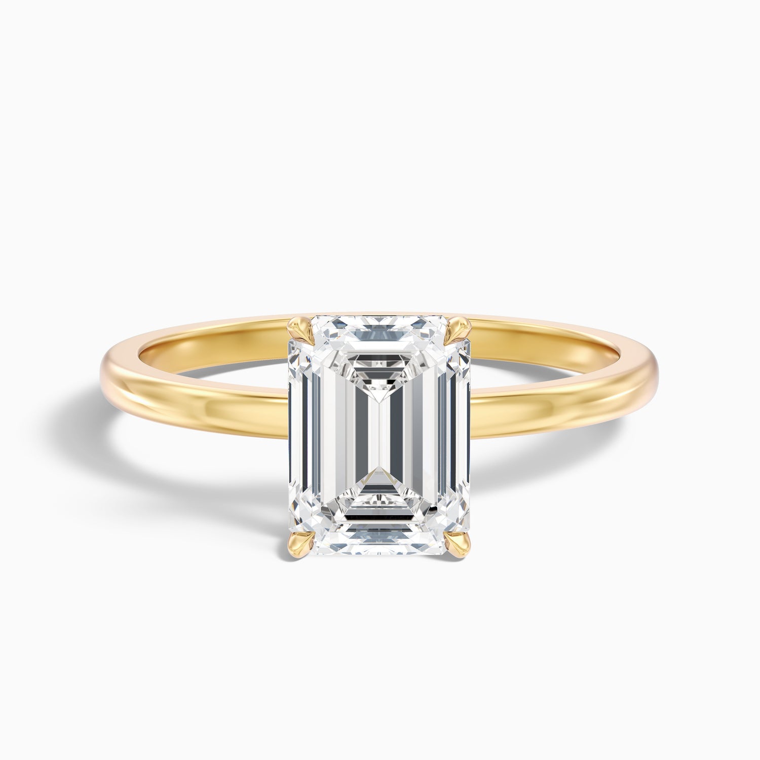 Aiyla 4.5 Carat Emerald Cut Low Profile Solitaire Lab Grown Diamond Ring in Platinum