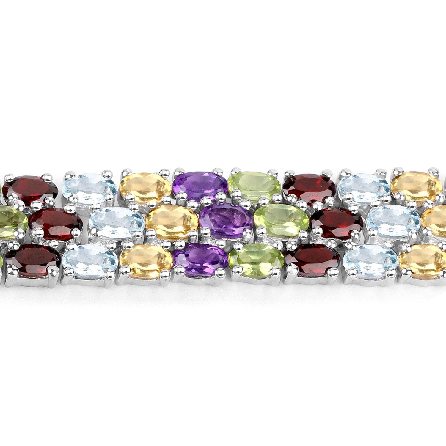 23.74 Carat Genuine Multi Stones .925 Sterling Silver Bracelet  DestGlow