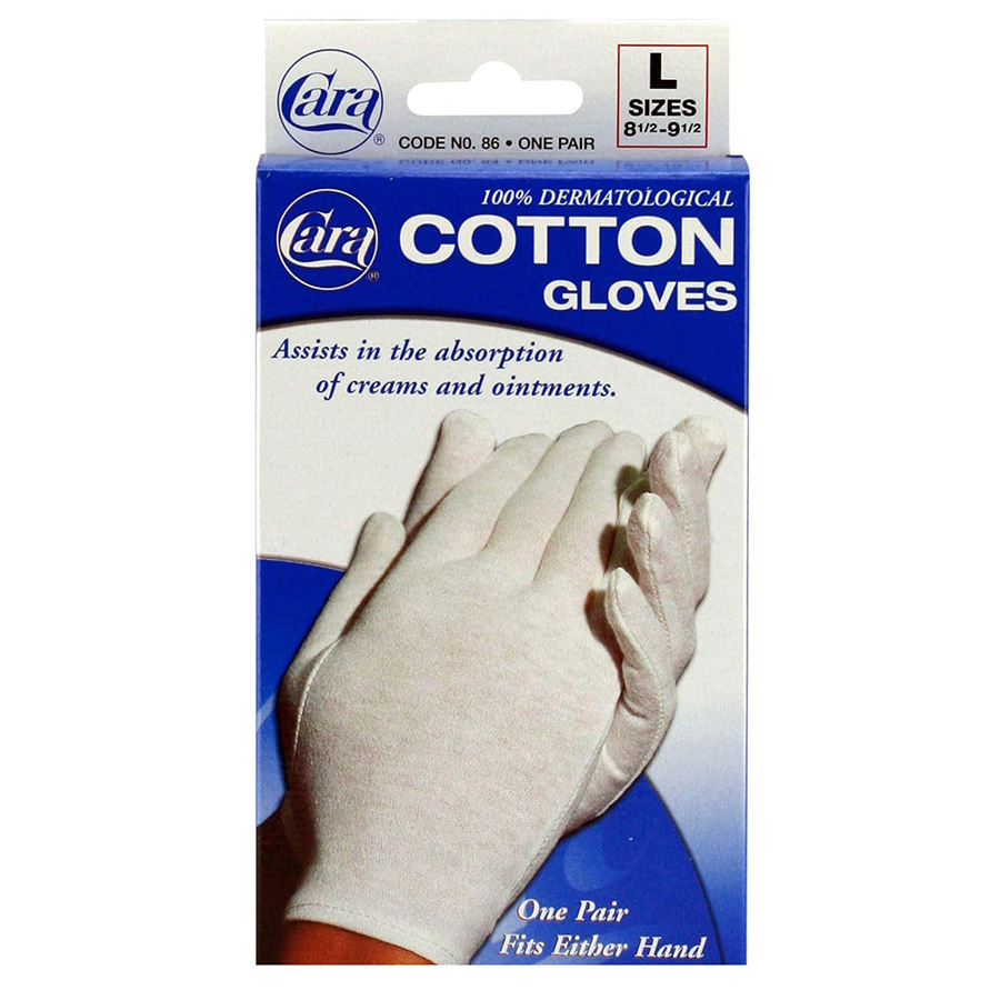 Cara 100% Dermatological Cotton Gloves Large - 1 Pair by Pasteur Pharmacy