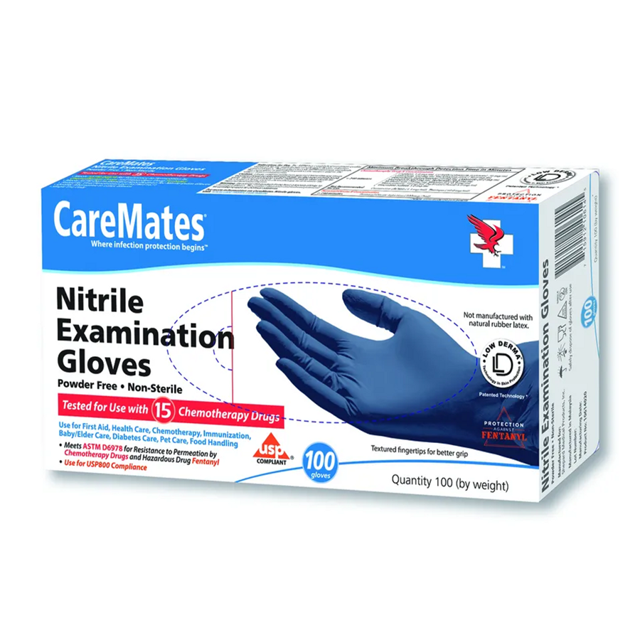 CareMates Nitrile Powder Free Examination Gloves, Medium by Pasteur Pharmacy