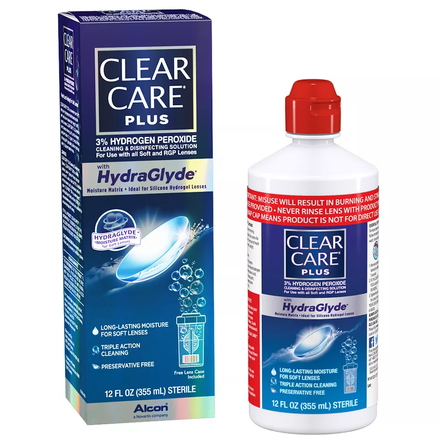 Clear Care Plus 3% Hydrogen Peroxide Cleaning &amp; Disinfecting Solution 12 Fl Oz
