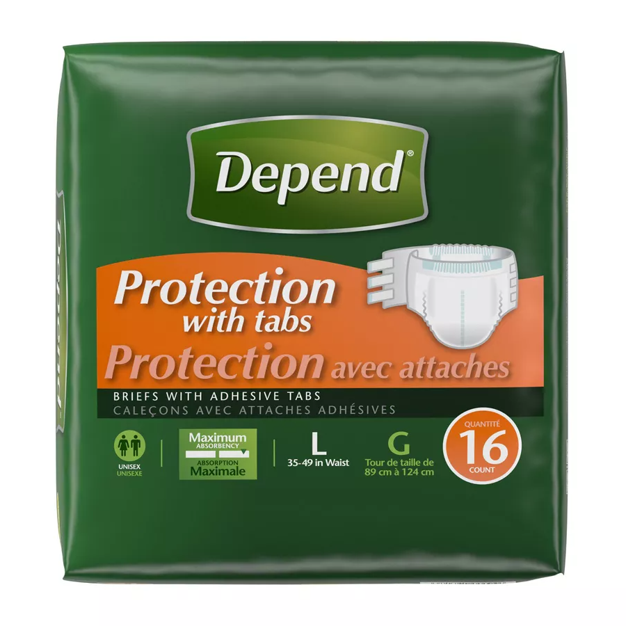 Depend Fresh Protection Incontinence Briefs with Tabs, Maximum Absorbency, Large – 16 Count by Pasteur Pharmacy
