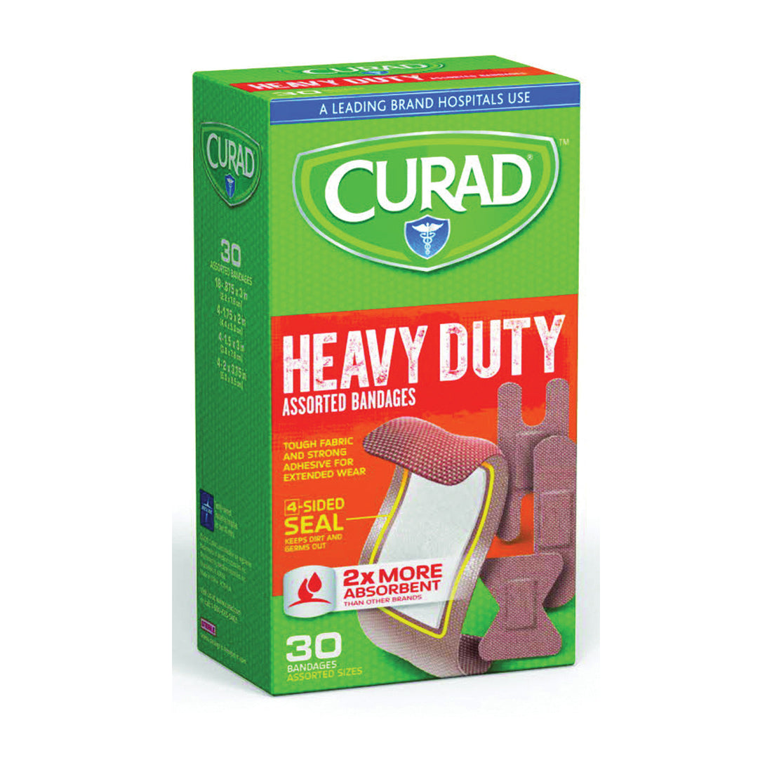 Curad Extreme Hold Adhesive Bandages, Heavy-Duty Fabric – Assorted Sizes, 30 Count by Pasteur Pharmacy