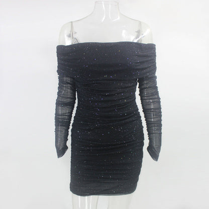 Women Sexy off-Shoulder Ruffle Hip Evening Dress Short Dress Summer by Ragazza