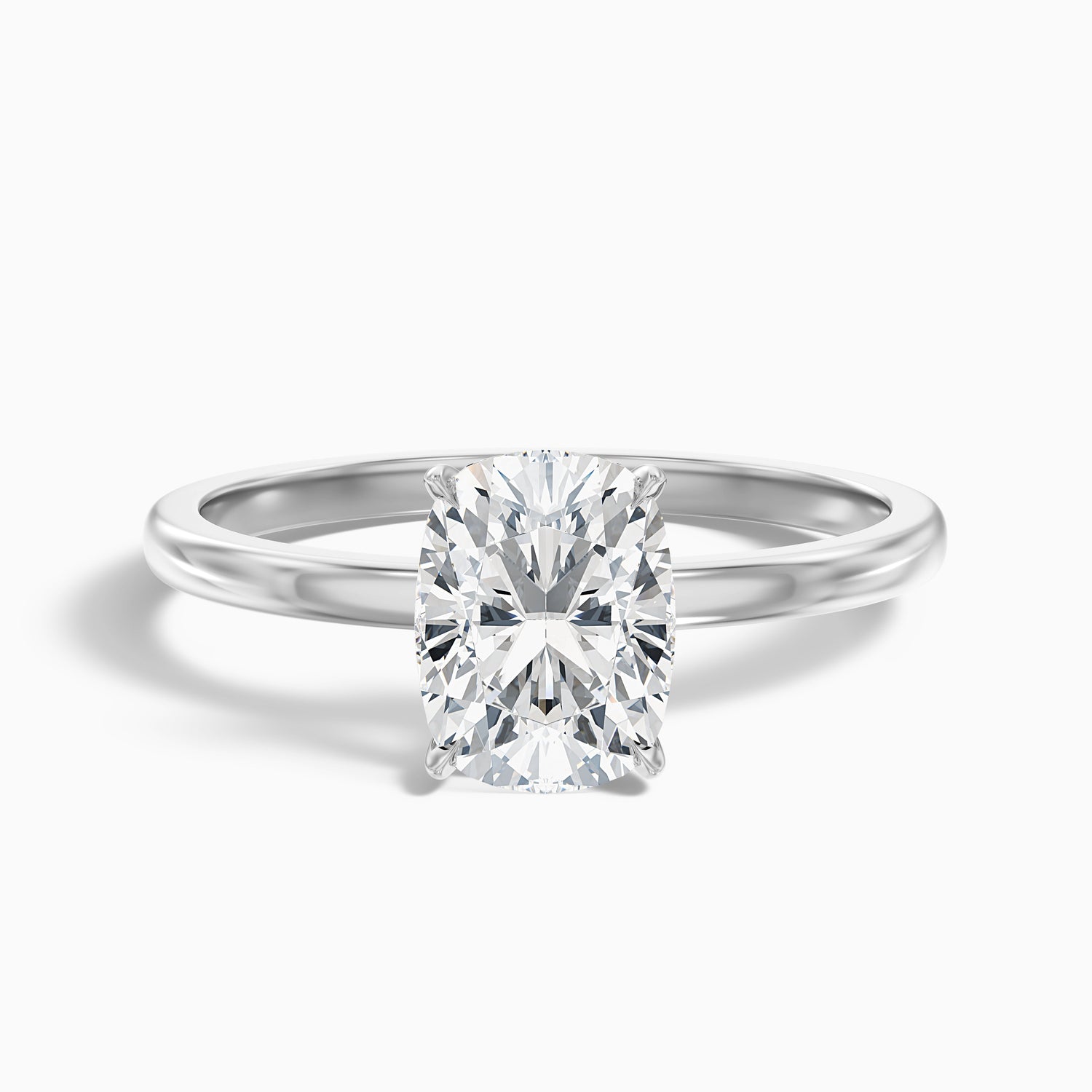 Crina 2 Carat Elongated Cushion Low Profile Solitaire Lab Grown Diamond Ring in 18k Yellow Gold