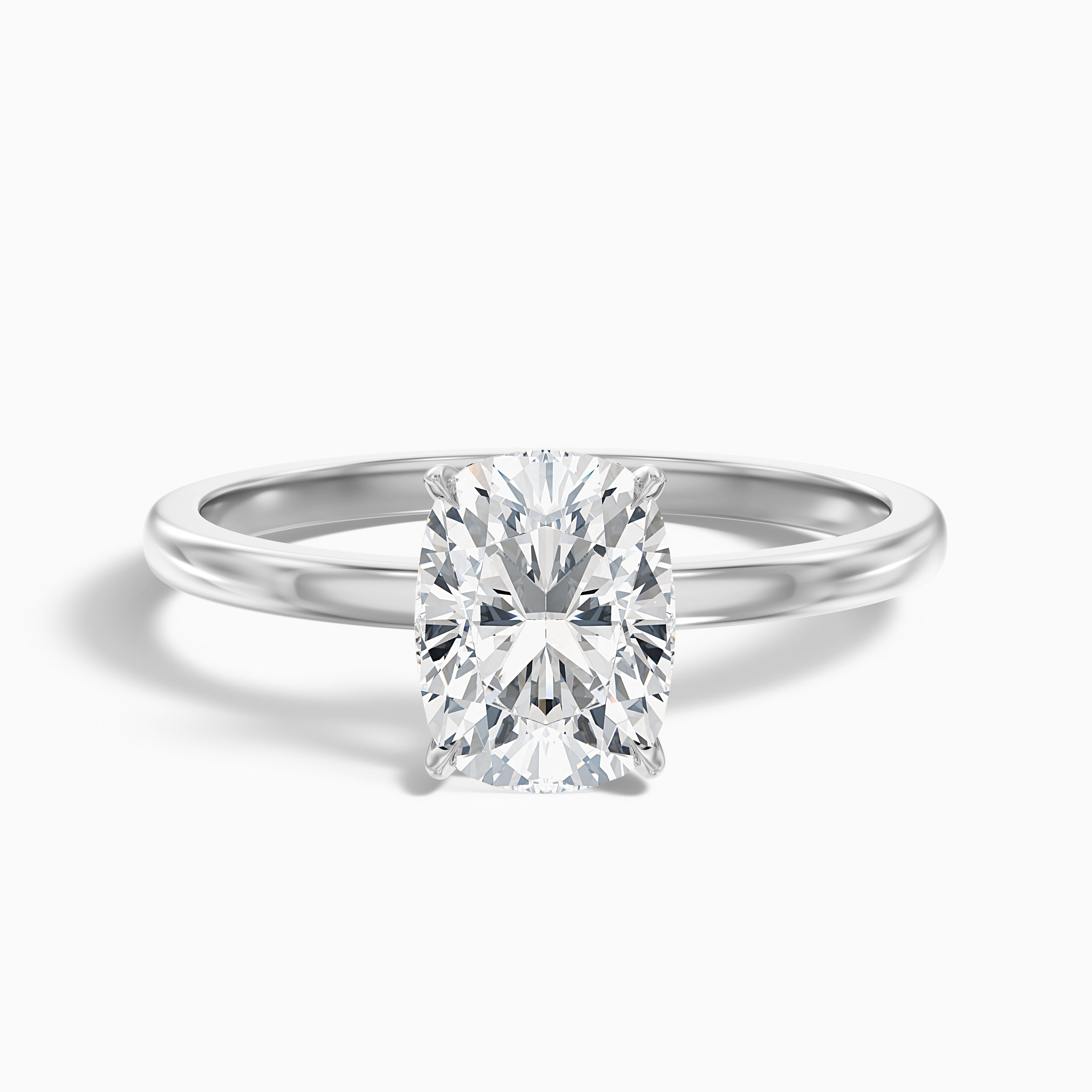 Anahi 4 Carat Elongated Cushion Low Profile Solitaire Moissanite Diamond Ring in 10k Yellow Gold