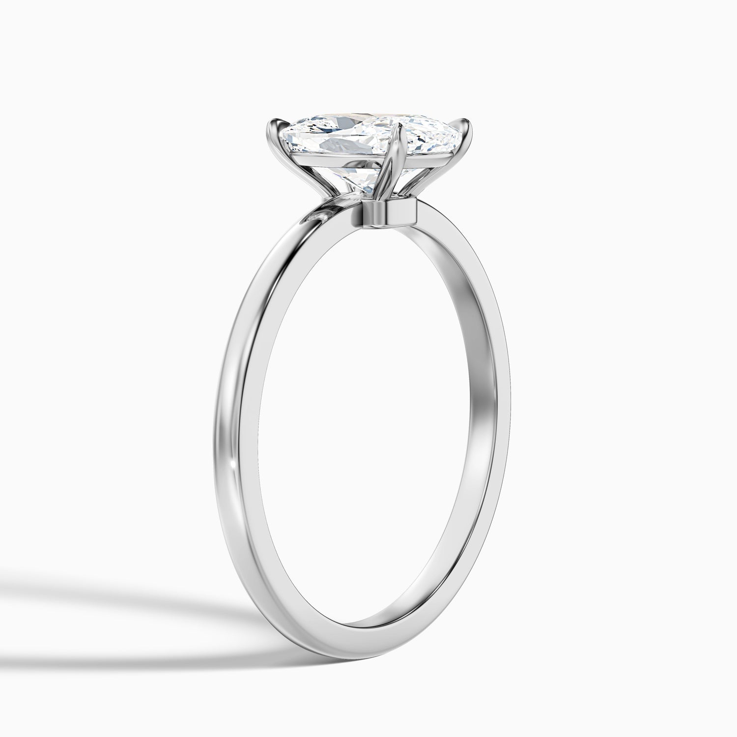 Anahi 4.5 Carat Elongated Cushion Low Profile Solitaire Moissanite Diamond Ring in Platinum