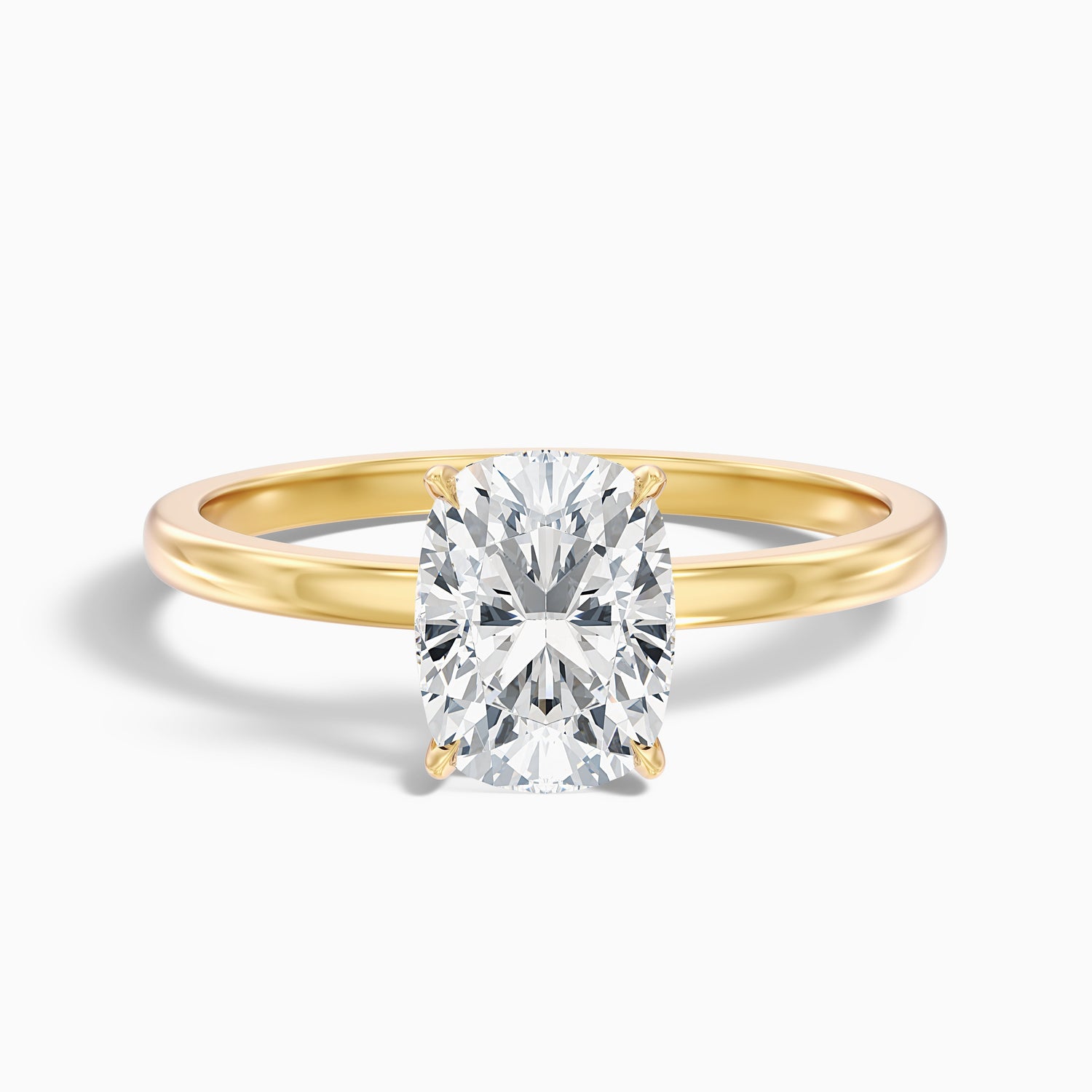 Anahi 4.5 Carat Elongated Cushion Low Profile Solitaire Moissanite Diamond Ring in 14k Rose Gold