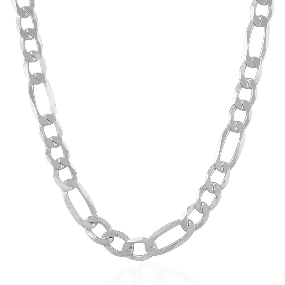 Rhodium Plated 8.8mm Sterling Silver Figaro Style Chain by Bids.com