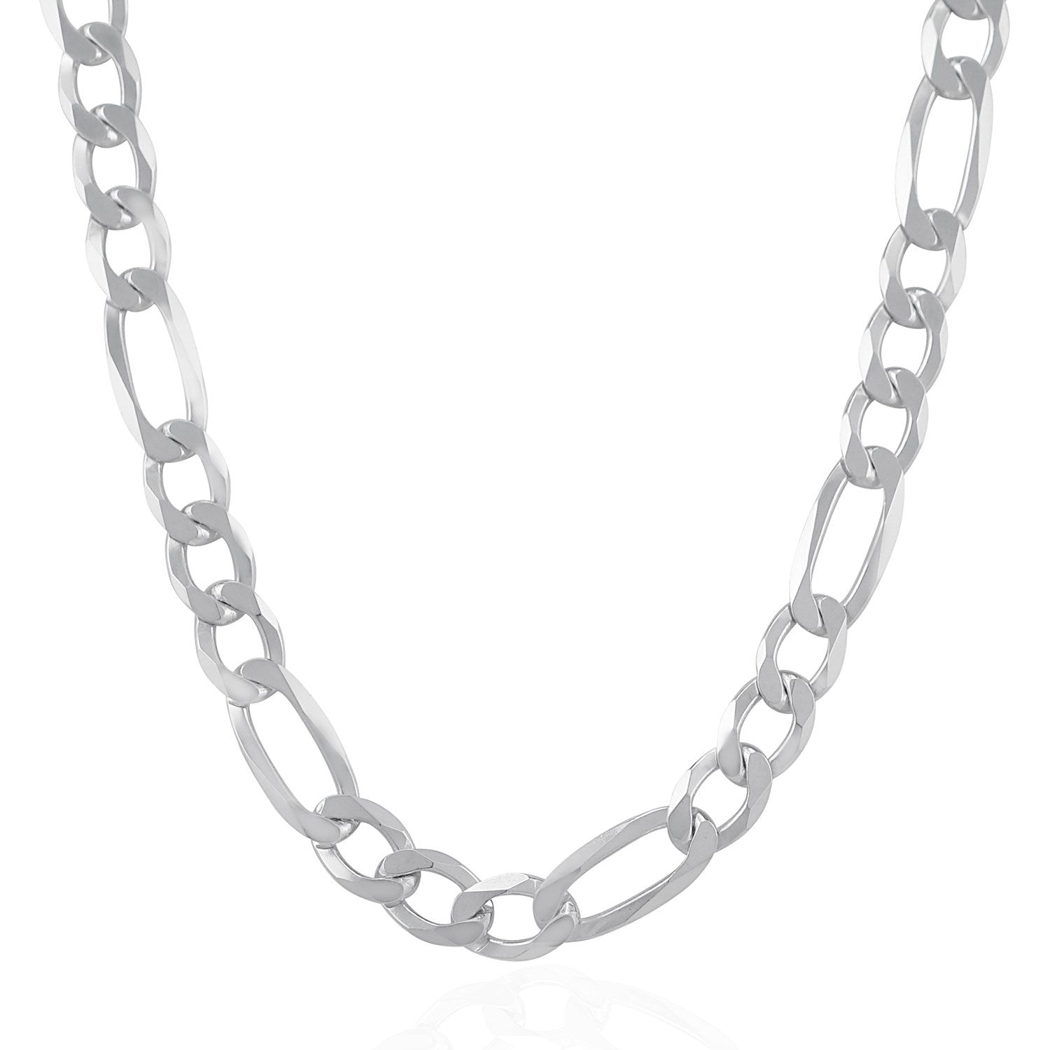 Rhodium Plated 8.8mm Sterling Silver Figaro Style Chain by Bids.com