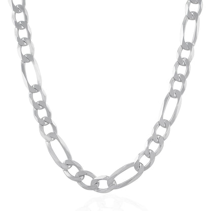 Rhodium Plated 8.8mm Sterling Silver Figaro Style Chain by Bids.com