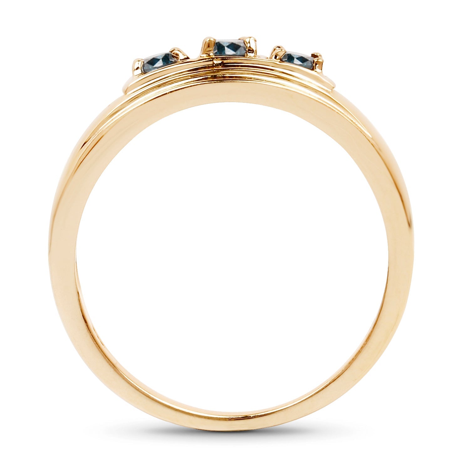 14K Yellow Gold Plated 0.33 Carat Genuine Blue Diamond .925 Sterling Silver Ring by Bids.com