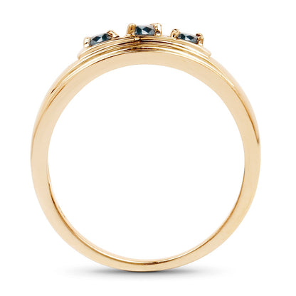 14K Yellow Gold Plated 0.33 Carat Genuine Blue Diamond .925 Sterling Silver Ring by Bids.com