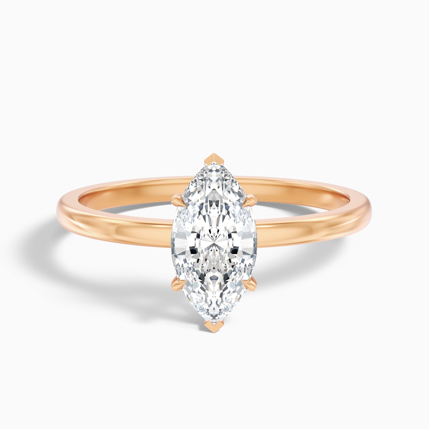 Verne 2.5 Carat Marquise Cut Low Profile Solitaire Moissanite Diamond Ring in Platinum