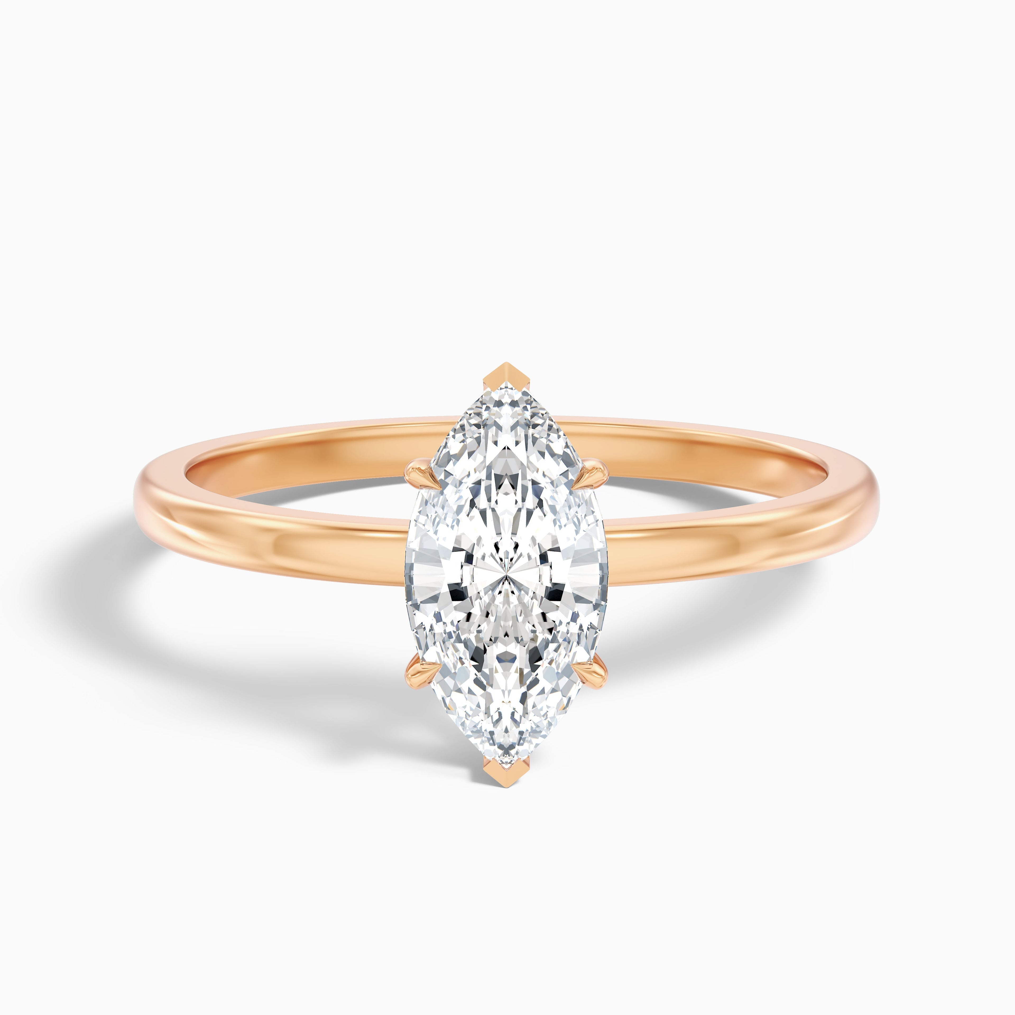 Dora 4 Carat Marquise Cut Low Profile Solitaire Lab Grown Diamond Ring in 10k Rose Gold