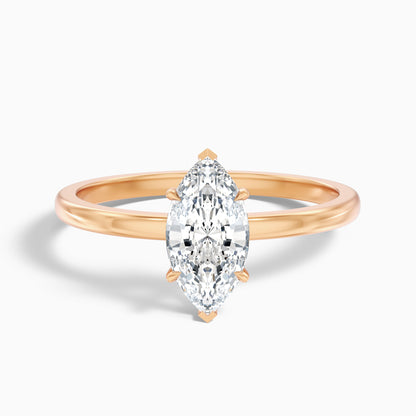 Dora 3 Carat Marquise Cut Low Profile Solitaire Lab Grown Diamond Ring in 10k Yellow Gold