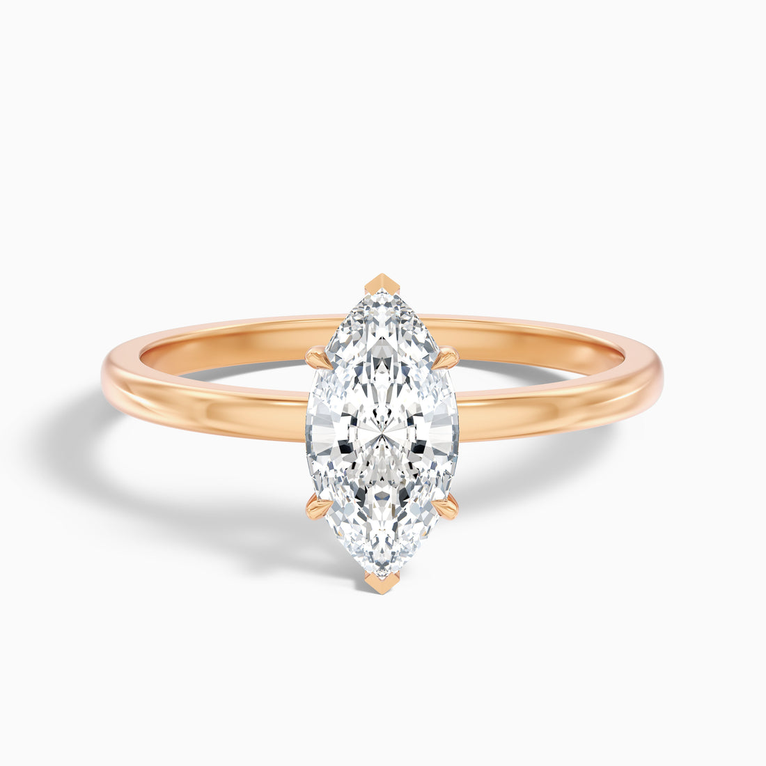 Dora 2.5 Carat Marquise Cut Low Profile Solitaire Lab Grown Diamond Ring in 10k Rose Gold  DestGlow