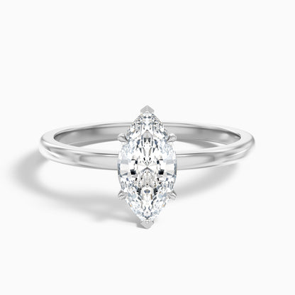 Verne 5.5 Carat Marquise Cut Low Profile Solitaire Moissanite Diamond Ring in 18k Yellow Gold