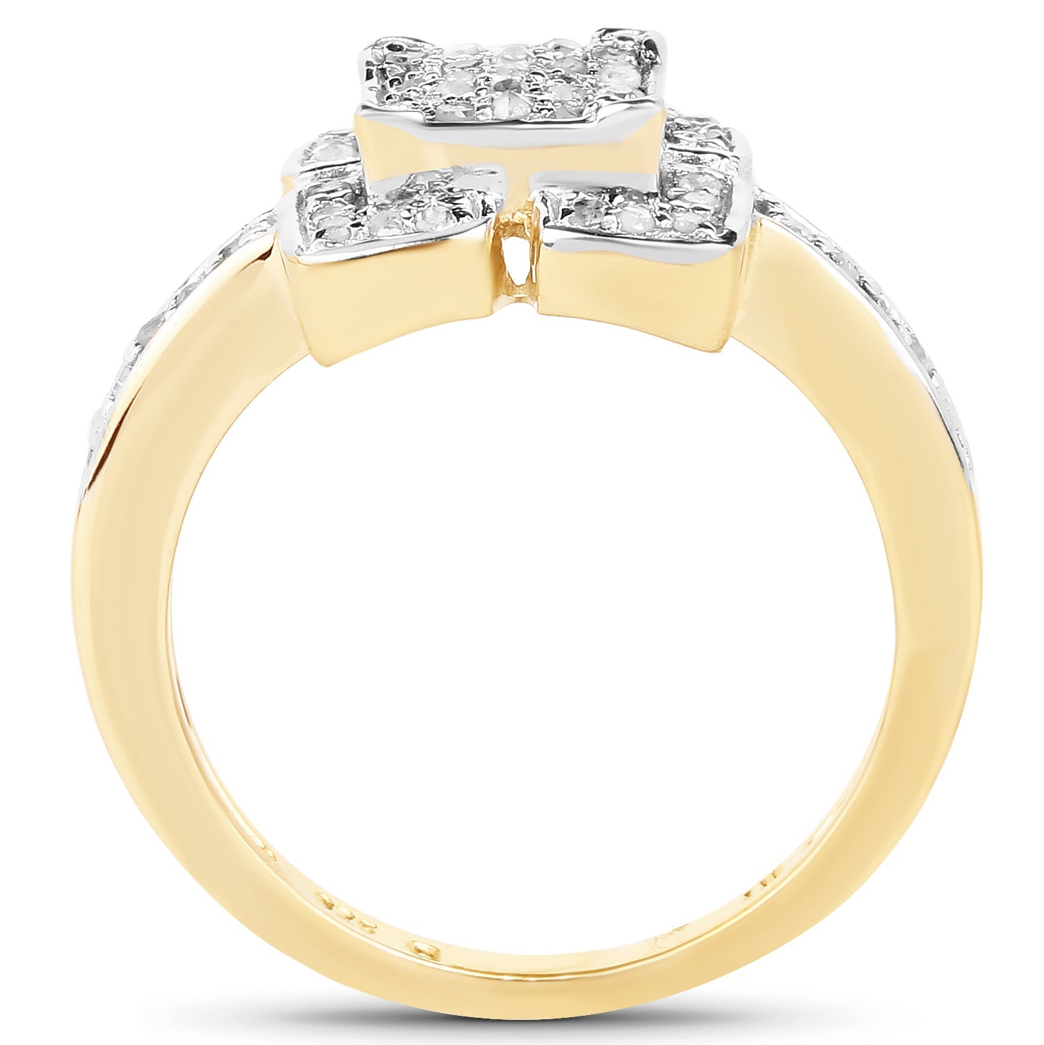 14K Yellow Gold Plated 0.24 Carat Genuine White Diamond .925 Sterling Silver Ring by Bids.com