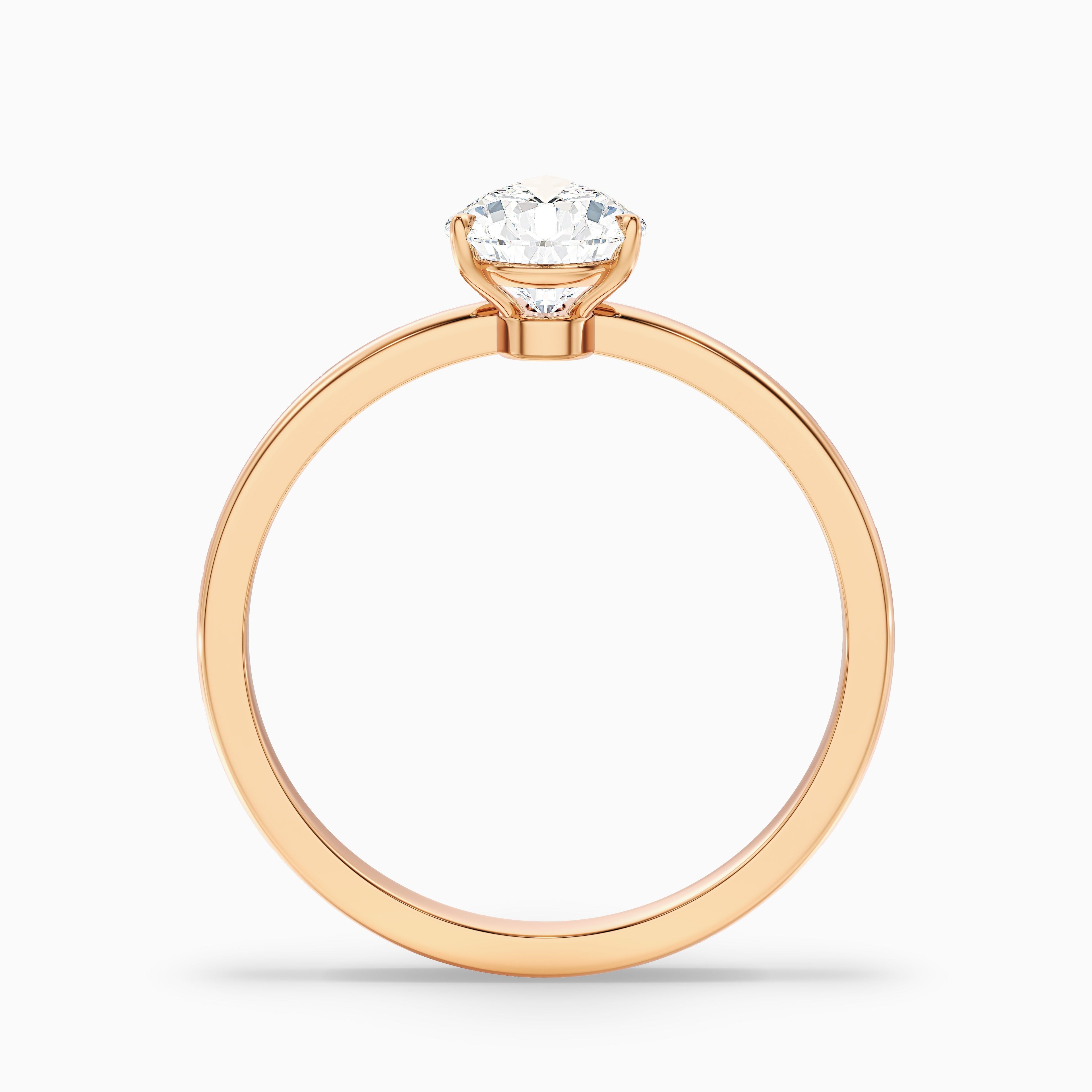 Ginna 4 Carat Pear Cut Low Profile Solitaire Lab Grown Diamond Ring in 10k Rose Gold
