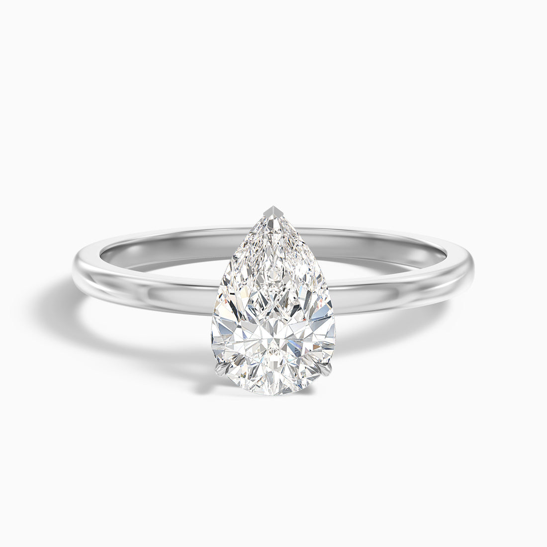 Ainsy 5.5 Carat Pear Cut Low Profile Solitaire Moissanite Diamond Ring in Platinum  DestGlow