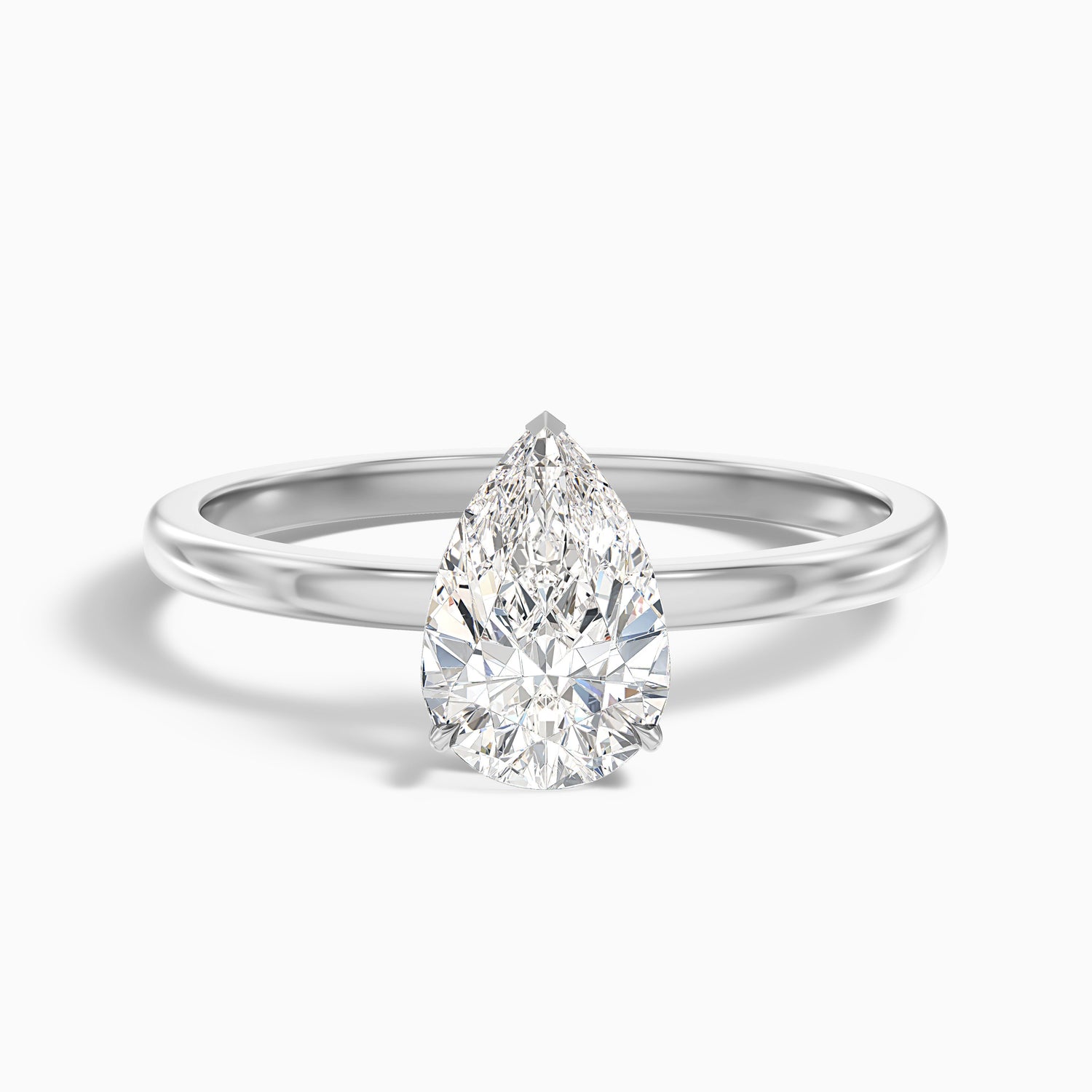 Ginna 4 Carat Pear Cut Low Profile Solitaire Lab Grown Diamond Ring in Platinum