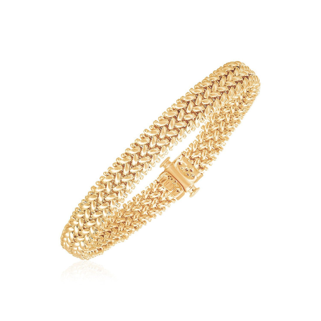 14k Yellow Gold High Polish Thick Braided Bracelet (8.8mm) by Bids.com