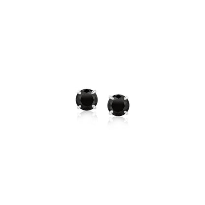 14k White Gold Stud Earrings with Black 4mm Cubic Zirconia by Bids.com
