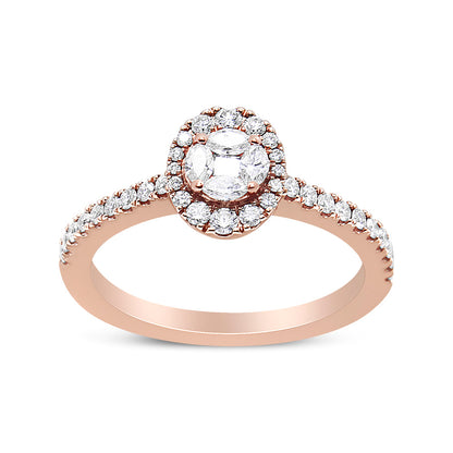 18K Rose Gold 1/2 Cttw Composite Marquise Composite Diamond Oval Shaped Halo Engagement Ring (F-G Color, VS1-VS2 Clarity) - Ring Size 7 by Bids.com