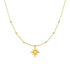 14k Yellow Gold Necklace with Eight Pointed Star and Beads  DestGlow