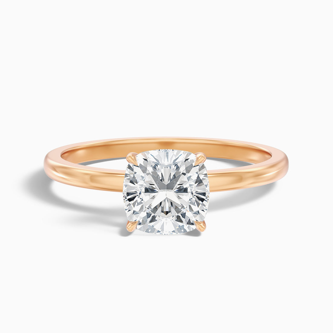 Harly 3.5 Carat Cushion Cut Low Profile Solitaire Lab Grown Diamond Ring in 14k Rose Gold  DestGlow