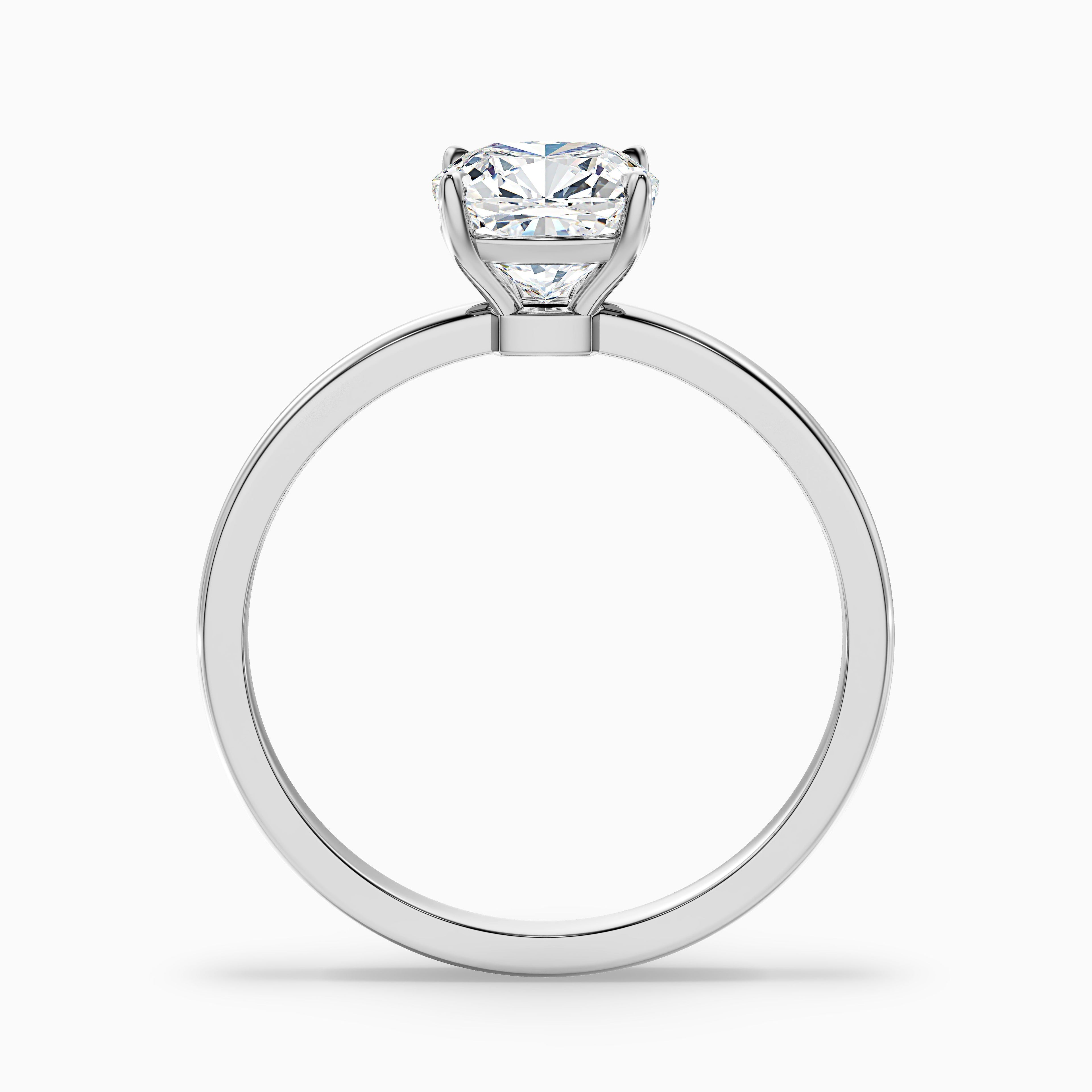 Harly 4 Carat Cushion Cut Low Profile Solitaire Lab Grown Diamond Ring in 18k White Gold