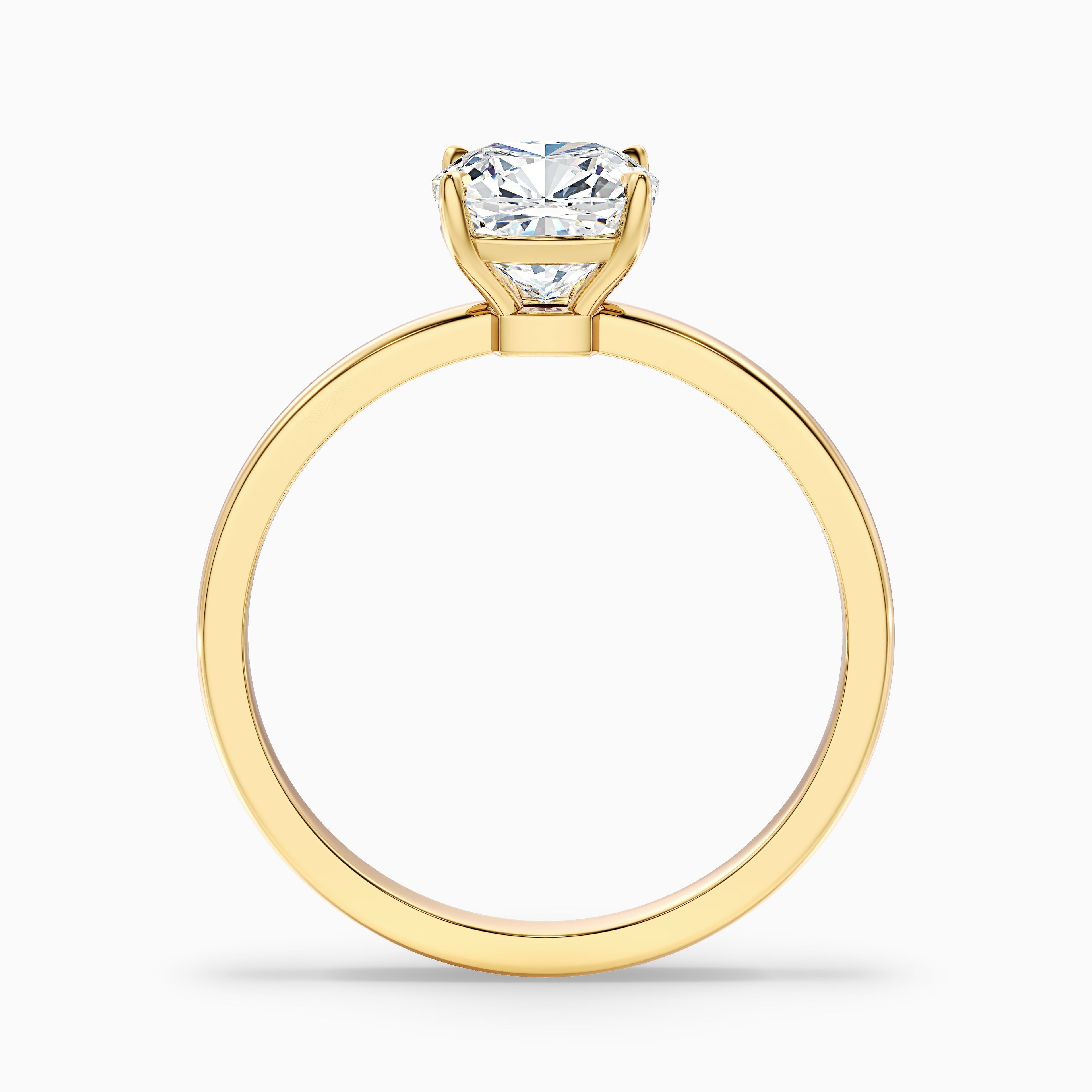 Chaya 4.5 Carat Cushion Cut Low Profile Solitaire Moissanite Diamond Ring in 10k White Gold