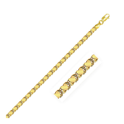 3.3mm 14k Yellow Gold Heart Chain  DestGlow