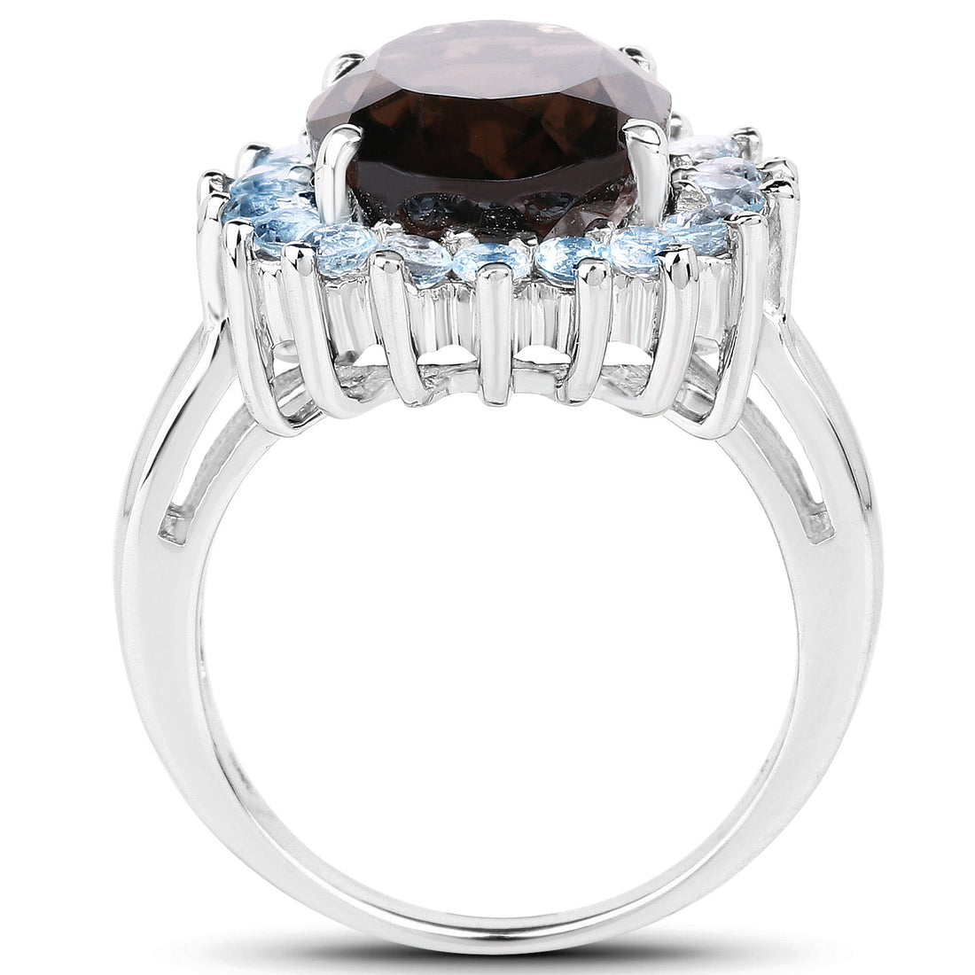 6.79 Carat Genuine Smoky Quartz &amp; Blue Topaz .925 Sterling Silver Ring by Bids.com
