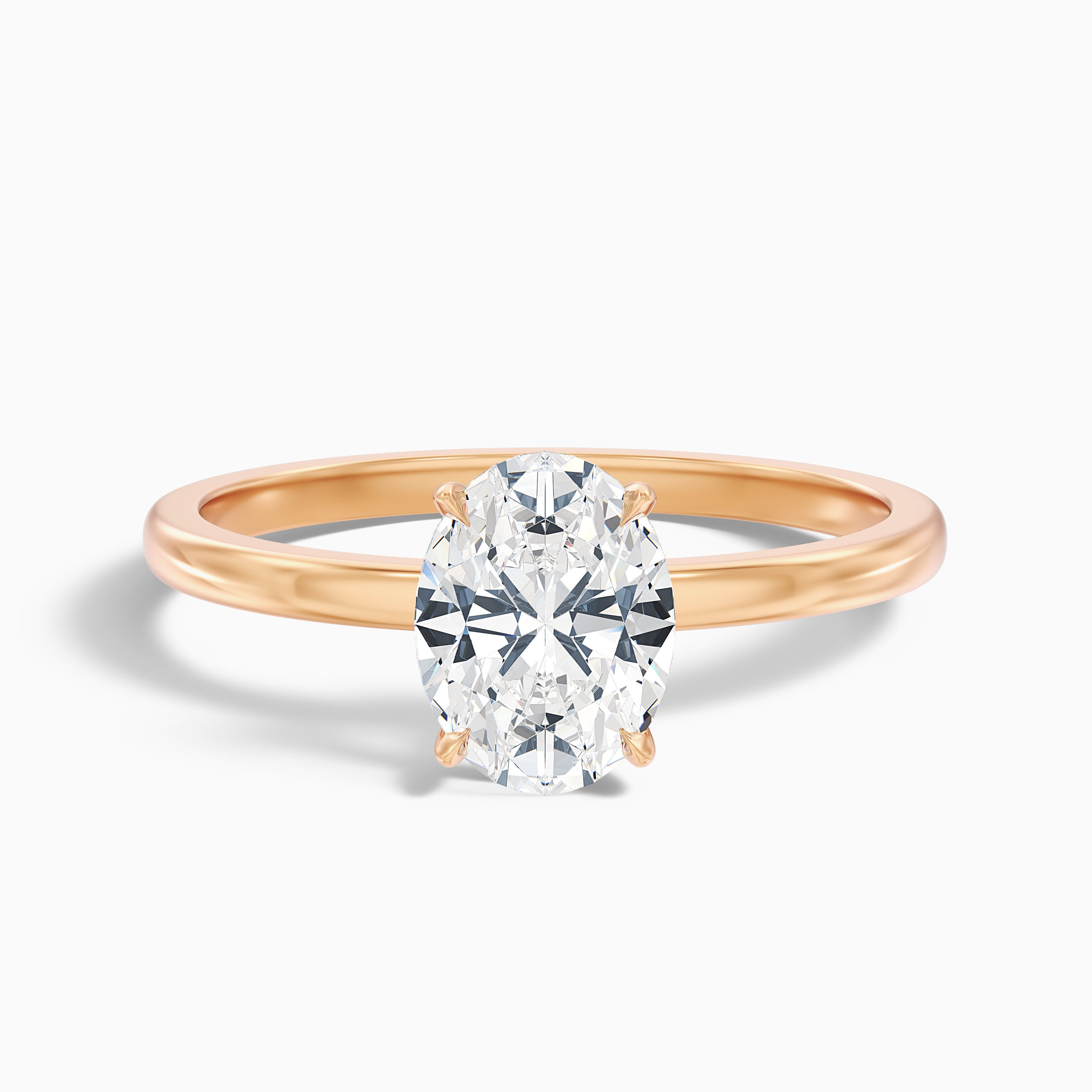 Ayana 5 Carat Oval Cut Low Profile Solitaire Moissanite Diamond Ring in 14k Yellow Gold