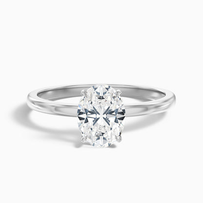 Kaley 2.5 Carat Oval Cut Low Profile Solitaire Lab Grown Diamond Ring in 14k White Gold