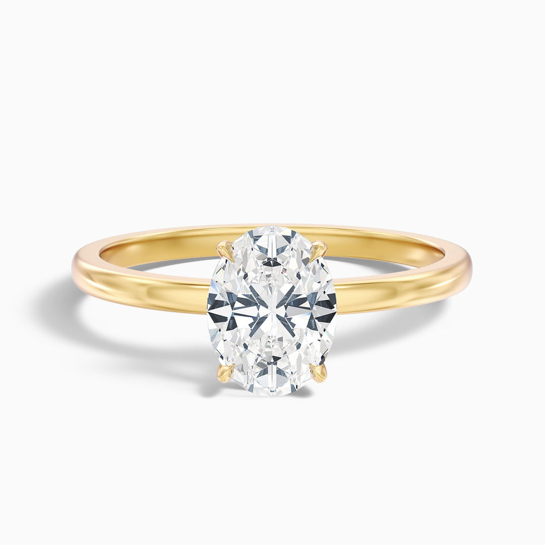 Ayana 1 Carat Oval Cut Low Profile Solitaire Moissanite Diamond Ring in 18k Yellow Gold  DestGlow