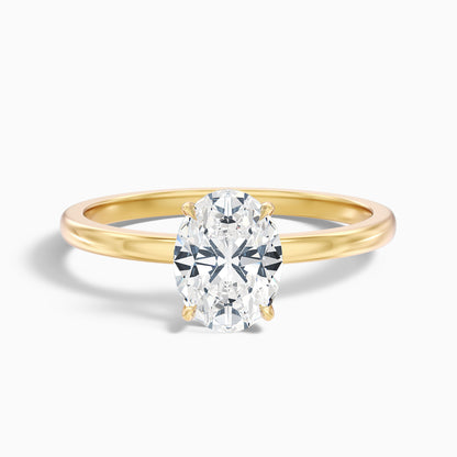 Ayana 5 Carat Oval Cut Low Profile Solitaire Moissanite Diamond Ring in 10k Yellow Gold