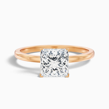 Nasya 4 Carat Princess Cut Low Profile Solitaire Lab Grown Diamond Ring in 10k Yellow Gold