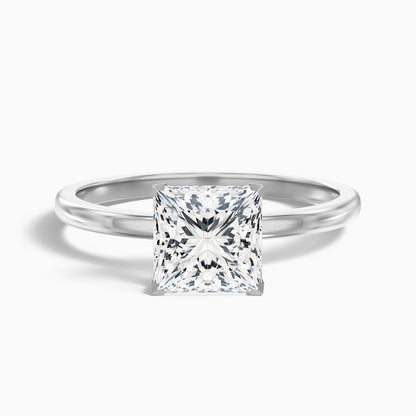 Avila 4 Carat Princess Cut Low Profile Solitaire Moissanite Diamond Ring in 14k Yellow Gold