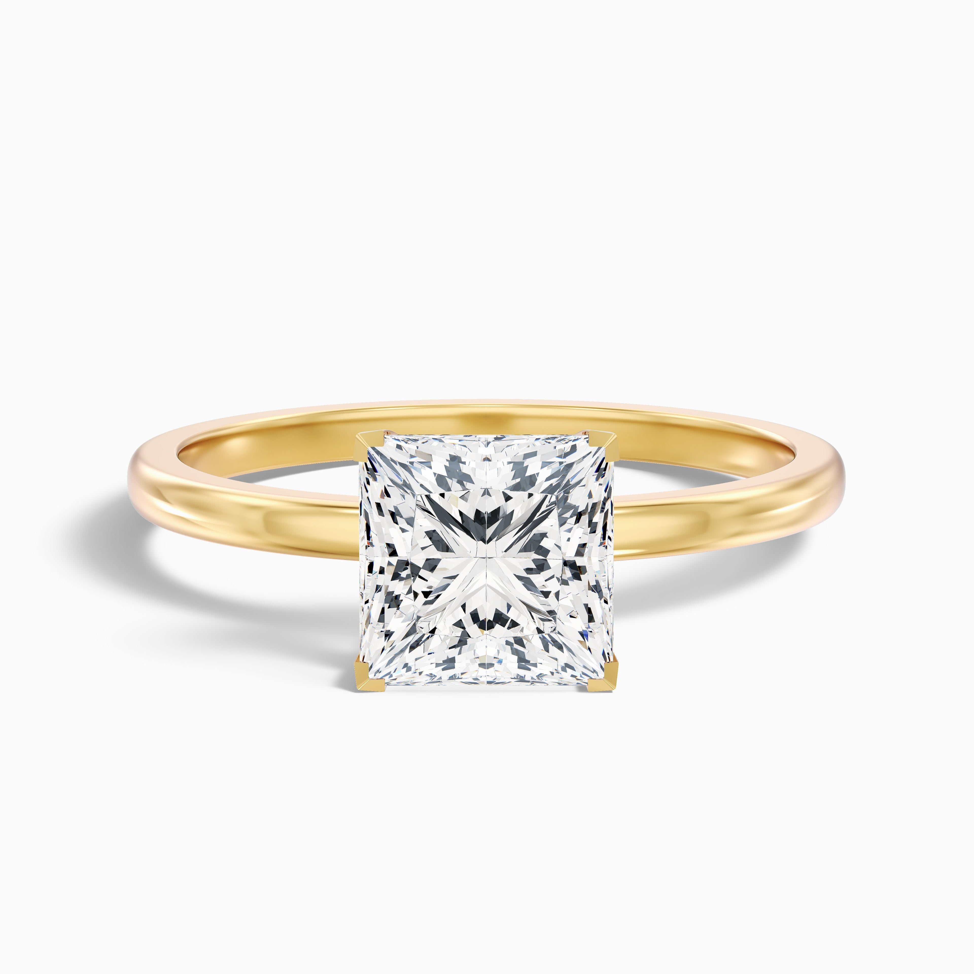 Avila 5.5 Carat Princess Cut Low Profile Solitaire Moissanite Diamond Ring in 18k White Gold