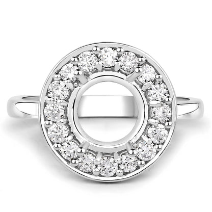 0.48 Carat Genuine White Diamond 14K White Gold Semi Mount Ring - holds 8.00mm Round Gemstone by Bids.com