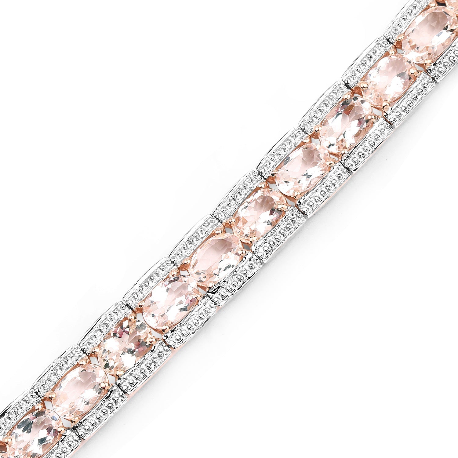 18K Rose Gold Plated 11.60 Carat Genuine Morganite .925 Sterling Silver Bracelet by Bids.com