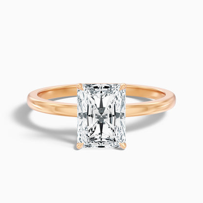 Qiana 3 Carat Radiant Cut Low Profile Solitaire Lab Grown Diamond Ring in Platinum