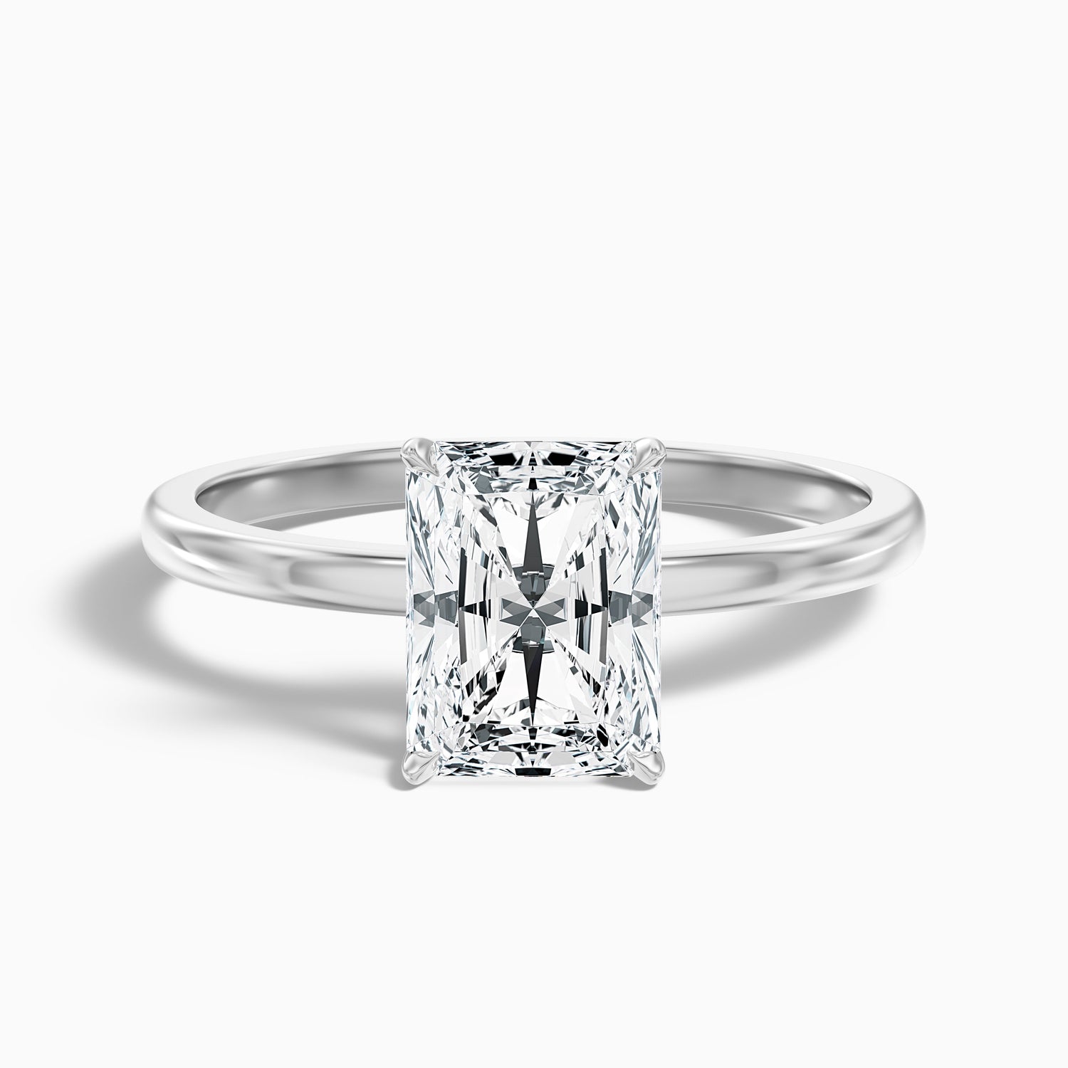 Qiana 4.5 Carat Radiant Cut Low Profile Solitaire Lab Grown Diamond Ring in 925 Sterling Silver