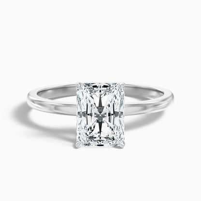 Avery 4.5 Carat Radiant Cut Low Profile Solitaire Moissanite Diamond Ring in 18k White Gold