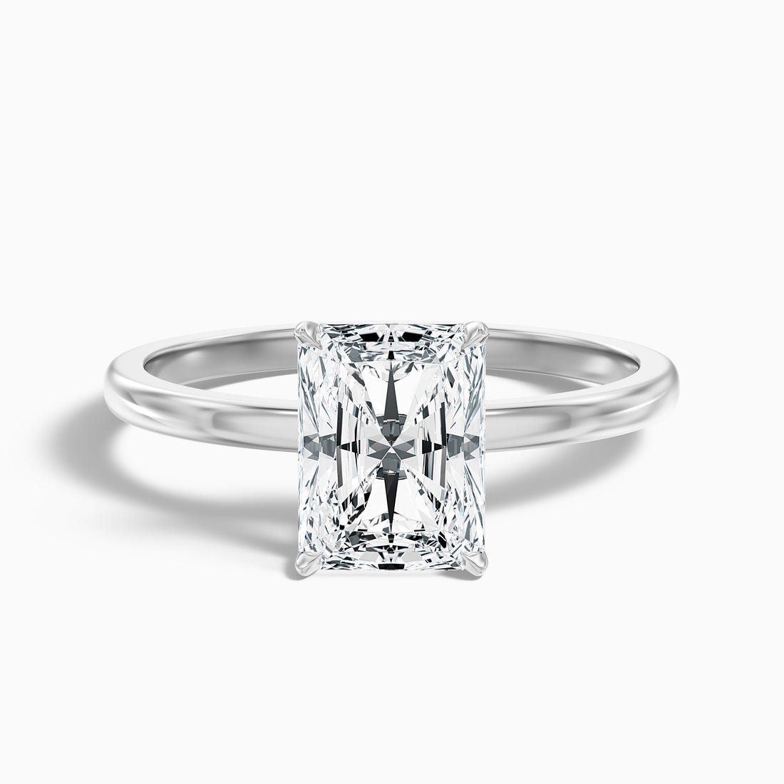 Qiana 2.5 Carat Radiant Cut Low Profile Solitaire Lab Grown Diamond Ring in 18k White Gold  DestGlow