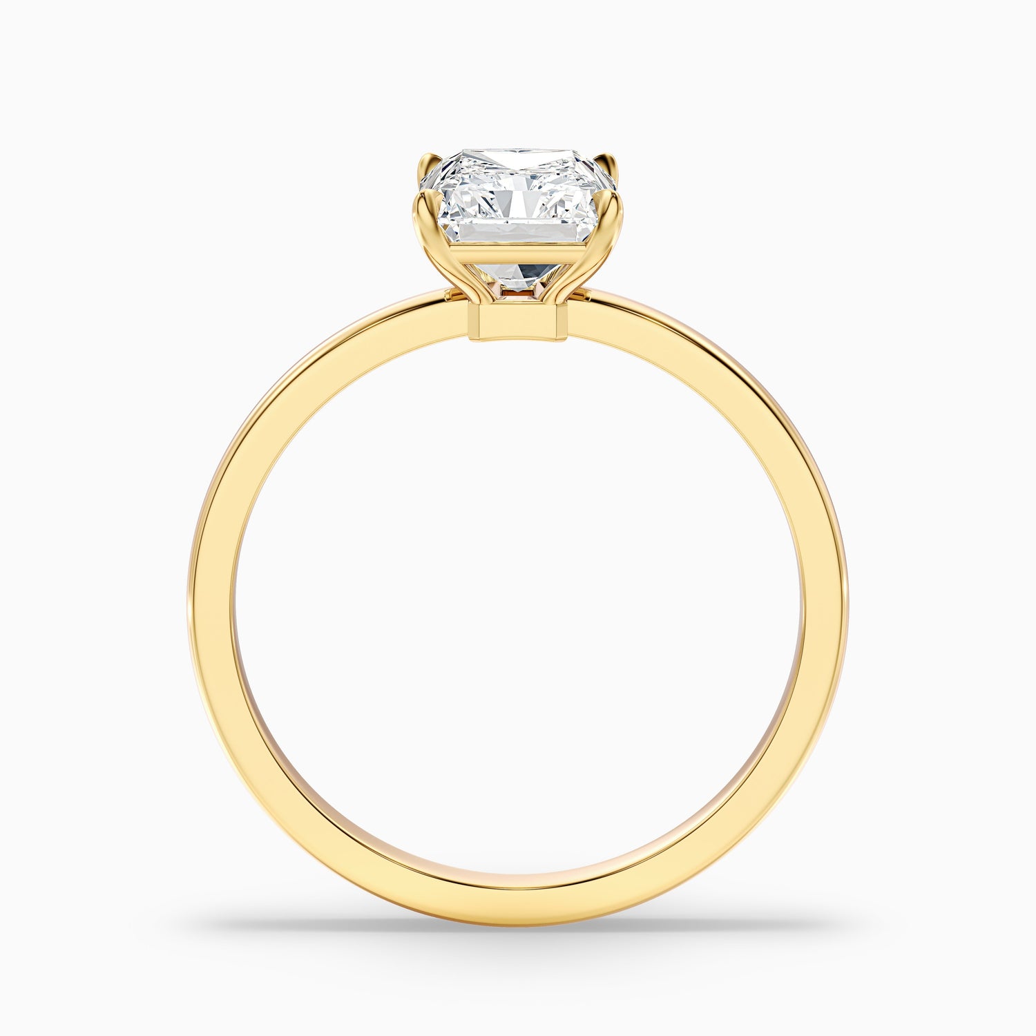 Lab Grown Diamond Ring Radiant Cut Solitaire Yellow Gold